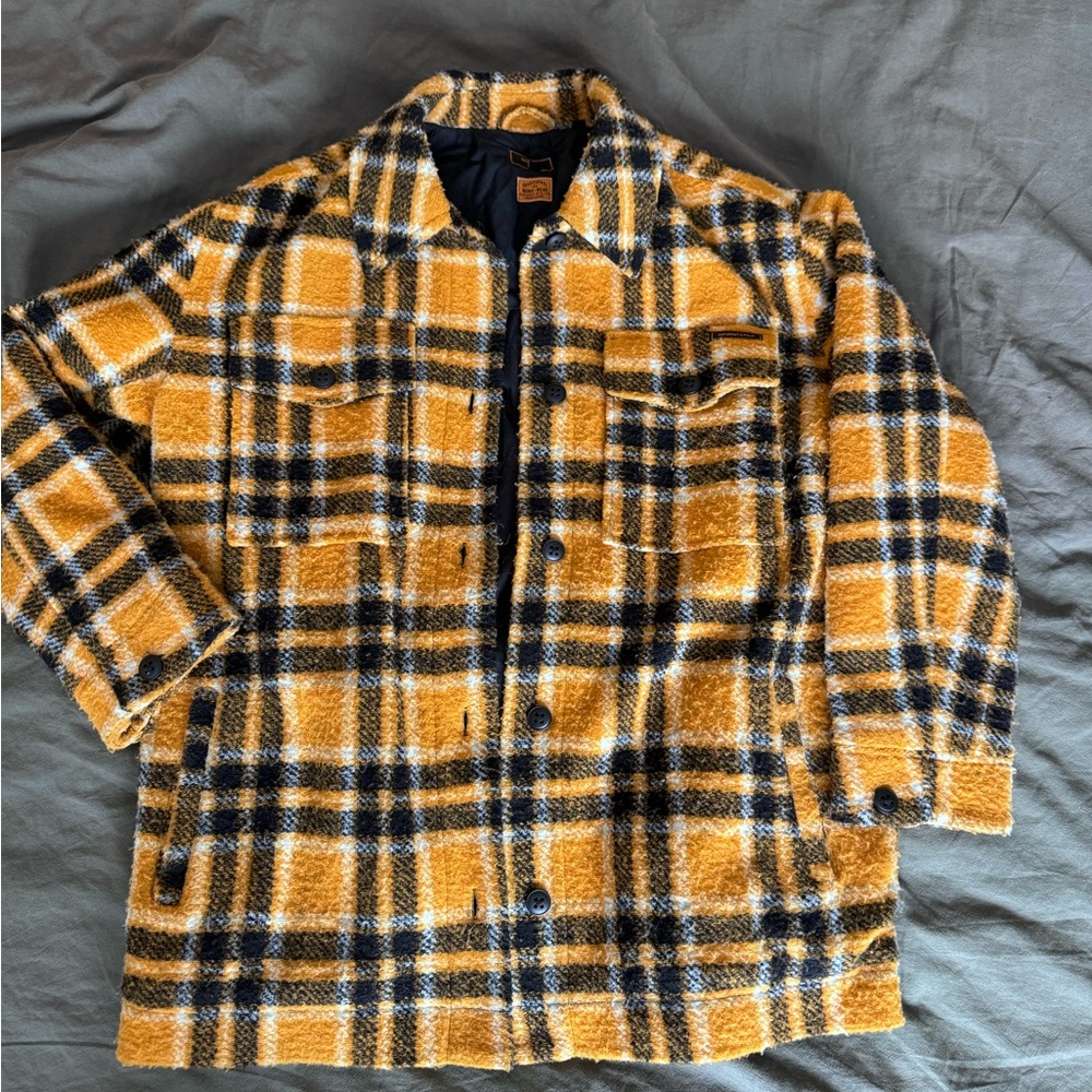 Women’s Superdry pea coat in yellow and black